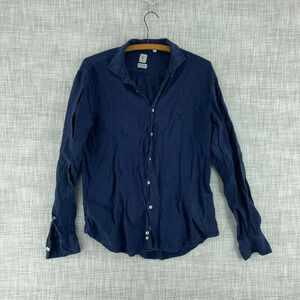 TIpo's Pure Lino Shirt Long Sleeve Button Down Mens L blue 4010